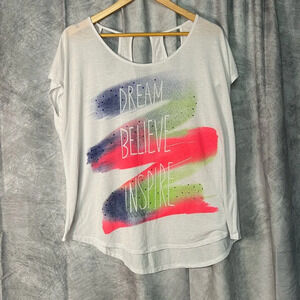 Cato Woman Dream Believe Inspire Bejeweled Cut Out Back T-Shirt - 18/20W